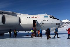 10B Leaving The Air Almaty Ilyushin Airplane And Stepping Onto The Slippery Hard Blue Ice Of Union Glacier In Antarctica On The Way To Climb Mount Vinson.jpg